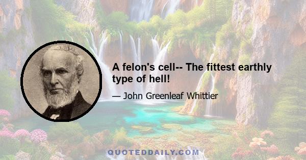 A felon's cell-- The fittest earthly type of hell!