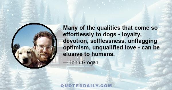 Many of the qualities that come so effortlessly to dogs - loyalty, devotion, selflessness, unflagging optimism, unqualified love - can be elusive to humans.