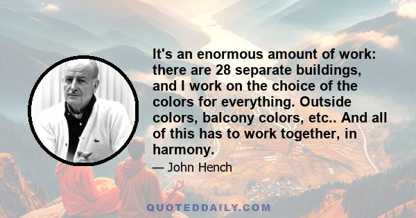 It's an enormous amount of work: there are 28 separate buildings, and I work on the choice of the colors for everything. Outside colors, balcony colors, etc.. And all of this has to work together, in harmony.