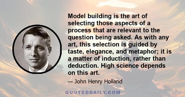 Model building is the art of selecting those aspects of a process that are relevant to the question being asked. As with any art, this selection is guided by taste, elegance, and metaphor; it is a matter of induction,