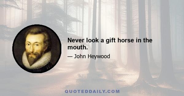 Never look a gift horse in the mouth.