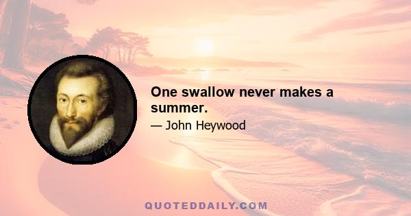 One swallow never makes a summer.