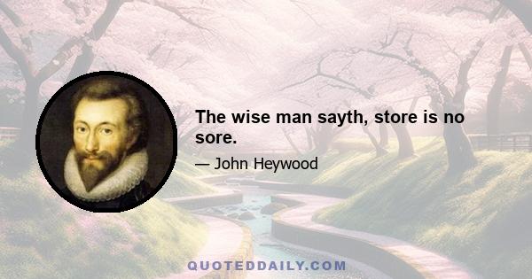 The wise man sayth, store is no sore.