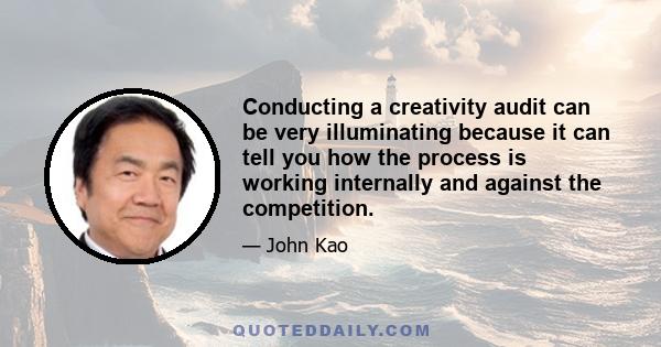 Conducting a creativity audit can be very illuminating because it can tell you how the process is working internally and against the competition.