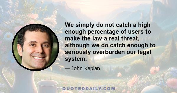 We simply do not catch a high enough percentage of users to make the law a real threat, although we do catch enough to seriously overburden our legal system.