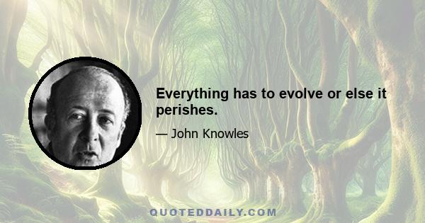 Everything has to evolve or else it perishes.