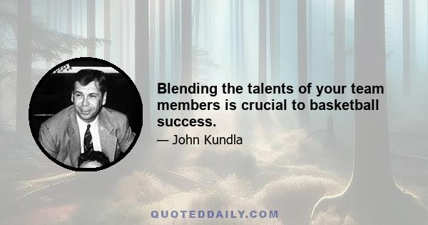 Blending the talents of your team members is crucial to basketball success.