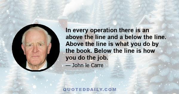 In every operation there is an above the line and a below the line. Above the line is what you do by the book. Below the line is how you do the job.