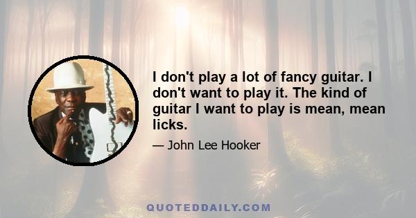 I don't play a lot of fancy guitar. I don't want to play it. The kind of guitar I want to play is mean, mean licks.