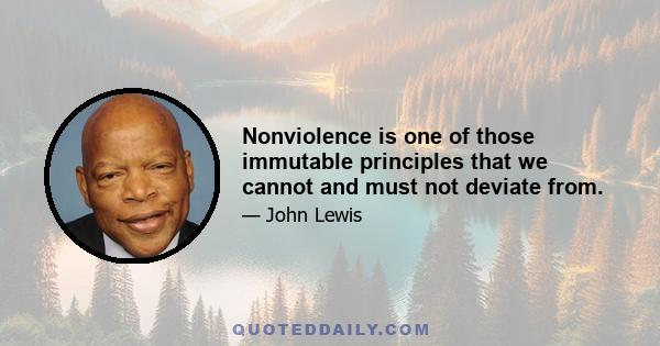 Nonviolence is one of those immutable principles that we cannot and must not deviate from.