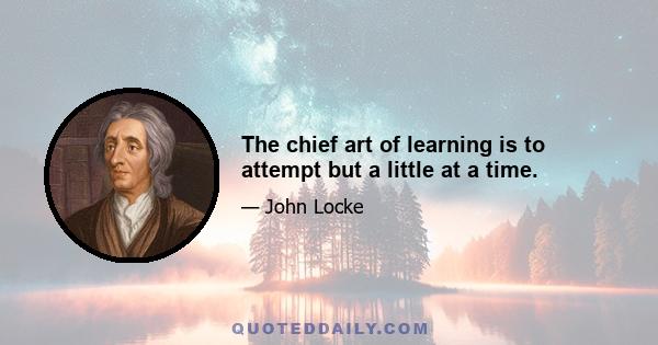 The chief art of learning is to attempt but a little at a time.