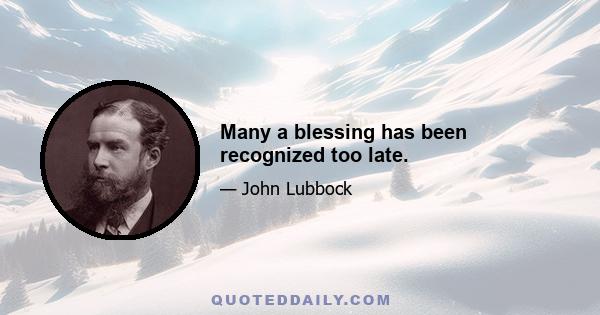 Many a blessing has been recognized too late.