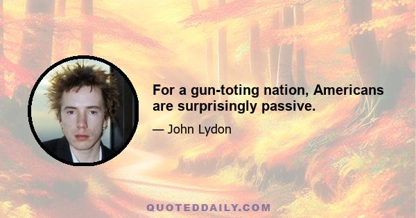 For a gun-toting nation, Americans are surprisingly passive.