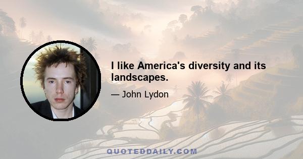 I like America's diversity and its landscapes.