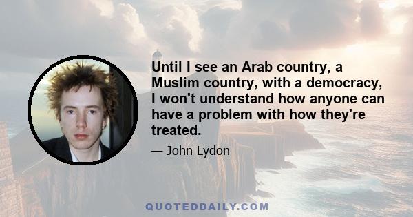 Until I see an Arab country, a Muslim country, with a democracy, I won't understand how anyone can have a problem with how they're treated.