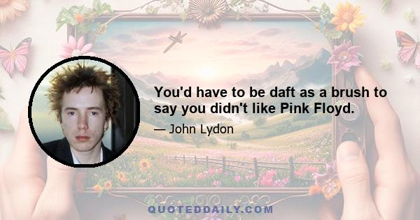 You'd have to be daft as a brush to say you didn't like Pink Floyd.