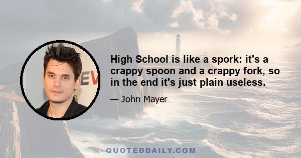 High School is like a spork: it's a crappy spoon and a crappy fork, so in the end it's just plain useless.