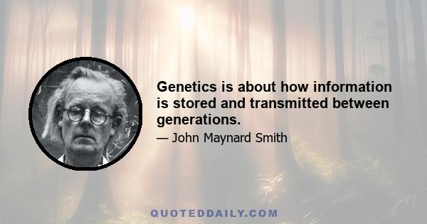 Genetics is about how information is stored and transmitted between generations.