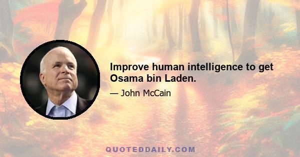 Improve human intelligence to get Osama bin Laden.