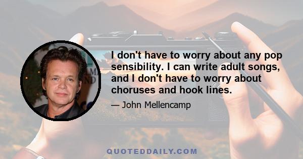 I don't have to worry about any pop sensibility. I can write adult songs, and I don't have to worry about choruses and hook lines.