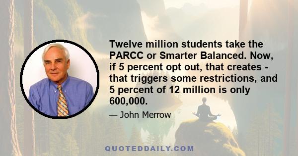 Twelve million students take the PARCC or Smarter Balanced. Now, if 5 percent opt out, that creates - that triggers some restrictions, and 5 percent of 12 million is only 600,000.