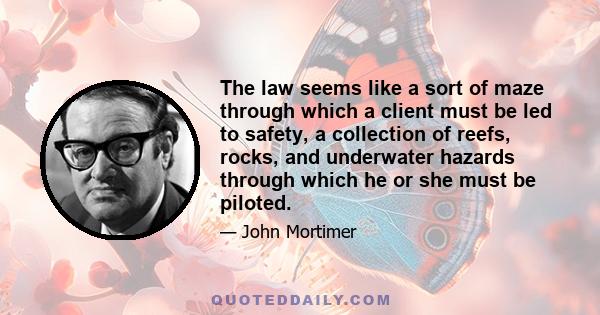 The law seems like a sort of maze through which a client must be led to safety, a collection of reefs, rocks, and underwater hazards through which he or she must be piloted.