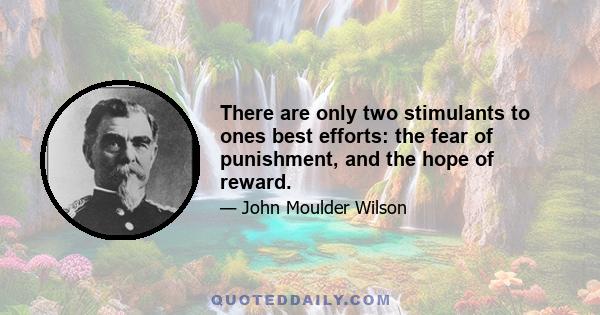 There are only two stimulants to ones best efforts: the fear of punishment, and the hope of reward.