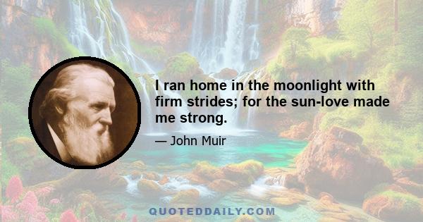 I ran home in the moonlight with firm strides; for the sun-love made me strong.