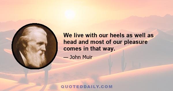 We live with our heels as well as head and most of our pleasure comes in that way.