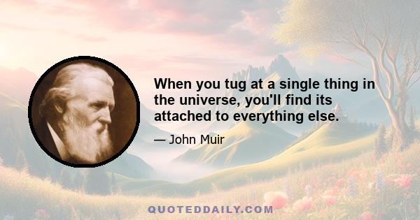 When you tug at a single thing in the universe, you'll find its attached to everything else.