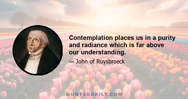 Contemplation places us in a purity and radiance which is far above our understanding.