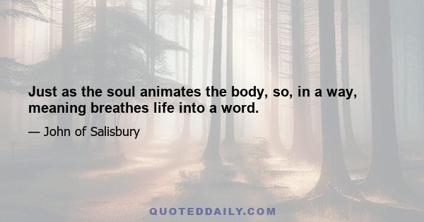 Just as the soul animates the body, so, in a way, meaning breathes life into a word.