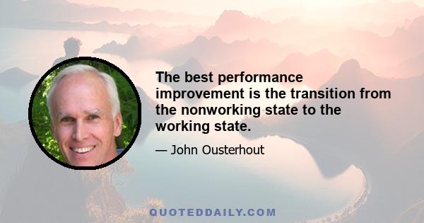 The best performance improvement is the transition from the nonworking state to the working state.