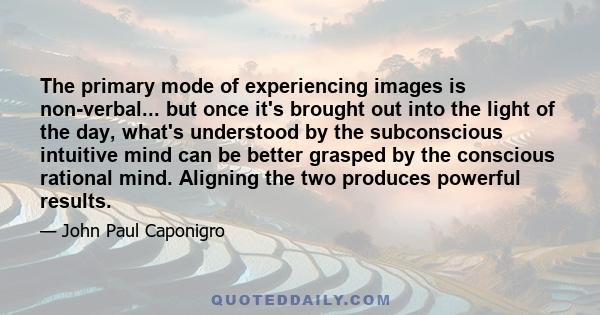 The primary mode of experiencing images is non-verbal... but once it's brought out into the light of the day, what's understood by the subconscious intuitive mind can be better grasped by the conscious rational mind.