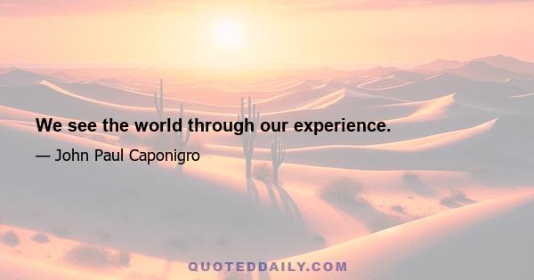 We see the world through our experience.