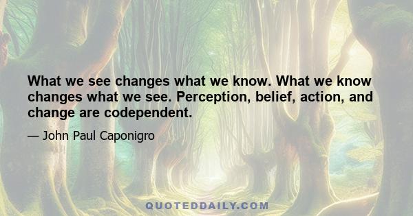 What we see changes what we know. What we know changes what we see. Perception, belief, action, and change are codependent.