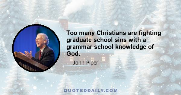 Too many Christians are fighting graduate school sins with a grammar school knowledge of God.