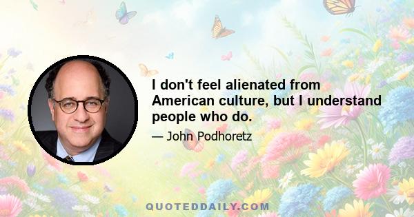 I don't feel alienated from American culture, but I understand people who do.