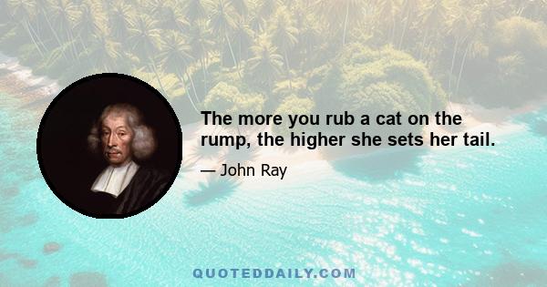 The more you rub a cat on the rump, the higher she sets her tail.