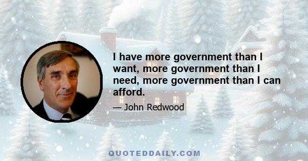 I have more government than I want, more government than I need, more government than I can afford.