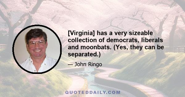 [Virginia] has a very sizeable collection of democrats, liberals and moonbats. (Yes, they can be separated.)