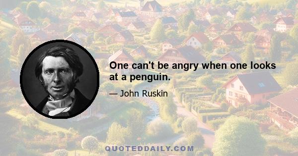 One can't be angry when one looks at a penguin.