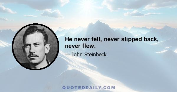 He never fell, never slipped back, never flew.