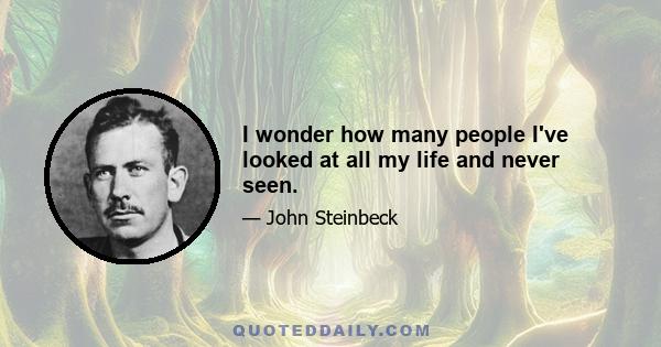 I wonder how many people I've looked at all my life and never seen.