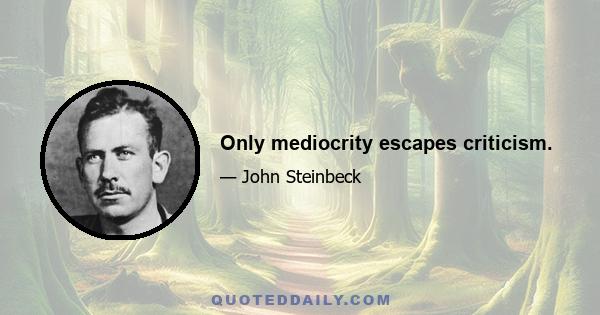 Only mediocrity escapes criticism.