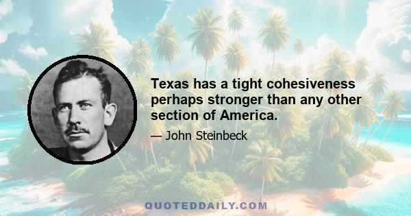 Texas has a tight cohesiveness perhaps stronger than any other section of America.