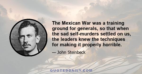 The Mexican War was a training ground for generals, so that when the sad self-murders settled on us, the leaders knew the techniques for making it properly horrible.