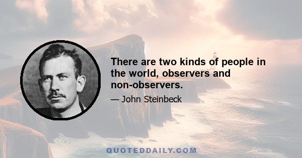 There are two kinds of people in the world, observers and non-observers.