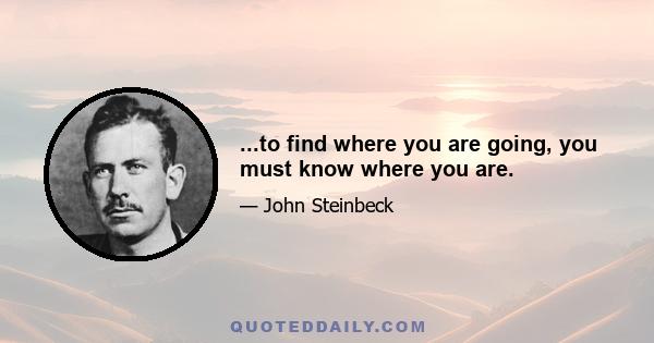 ...to find where you are going, you must know where you are.