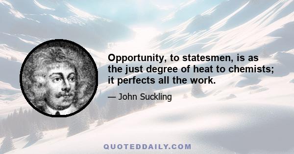 Opportunity, to statesmen, is as the just degree of heat to chemists; it perfects all the work.